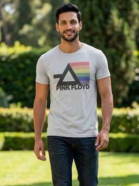NWOT Unisex Pink Floyd Gray Short Sleeve Tee Shirt - Rainbow Prism - Size XL